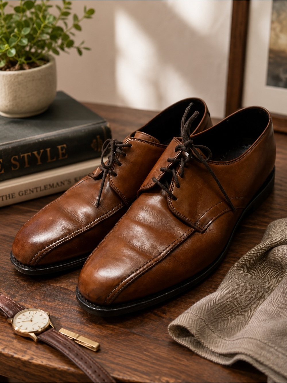 Allen Edmonds Madison Avenue Derby Shoes Mens 10 E Brown Leather Made USA
